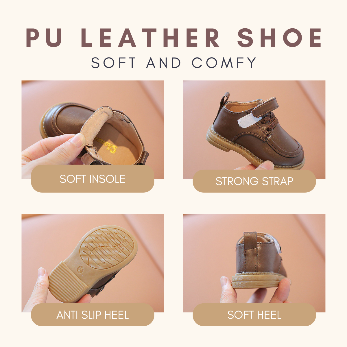Tiny Oxford Soft PU Leather Shoes Kasut Raya Budak Lelaki