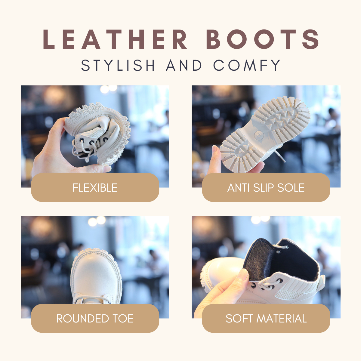Niko Leather Boots Kasut Budak Unisex Boy Kids Boots Girl