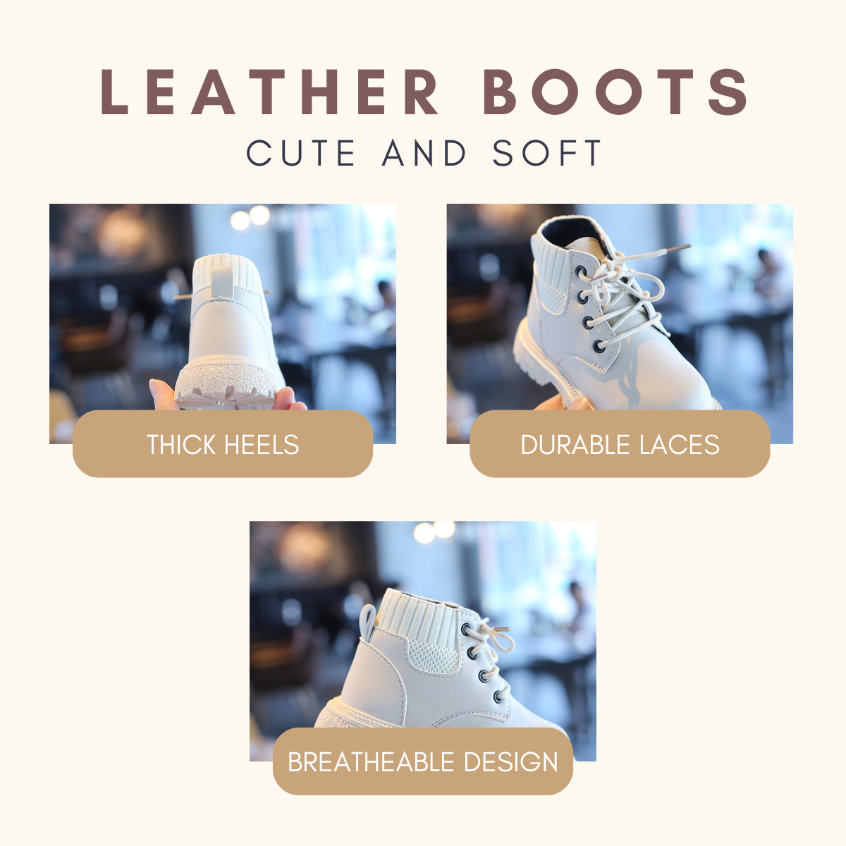 Niko Leather Boots Kasut Budak Unisex Boy Kids Boots Girl