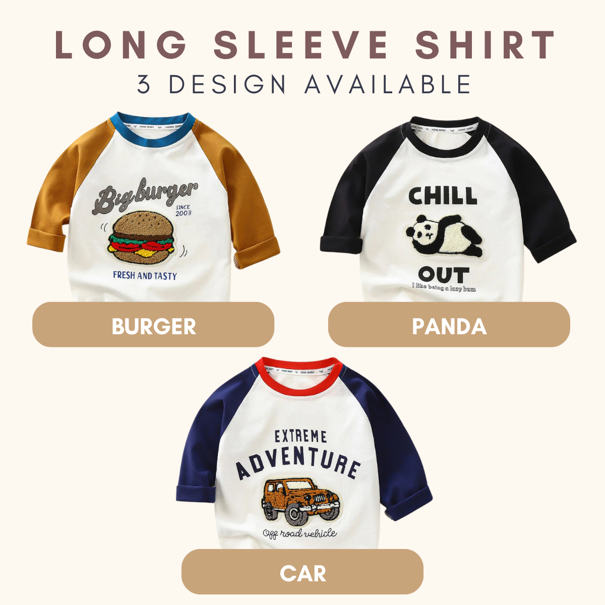 Playfit Cotton Long sleeve with Graphic Baju Budak Lelaki