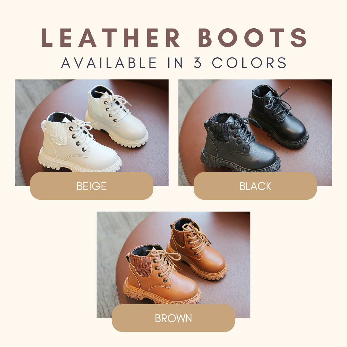 Niko Leather Boots Kasut Budak Unisex Boy Kids Boots Girl