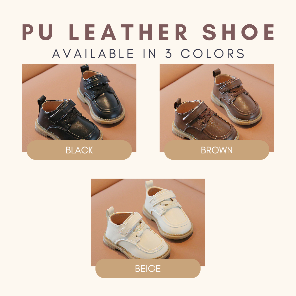 Tiny Oxford Soft PU Leather Shoes Kasut Raya Budak Lelaki