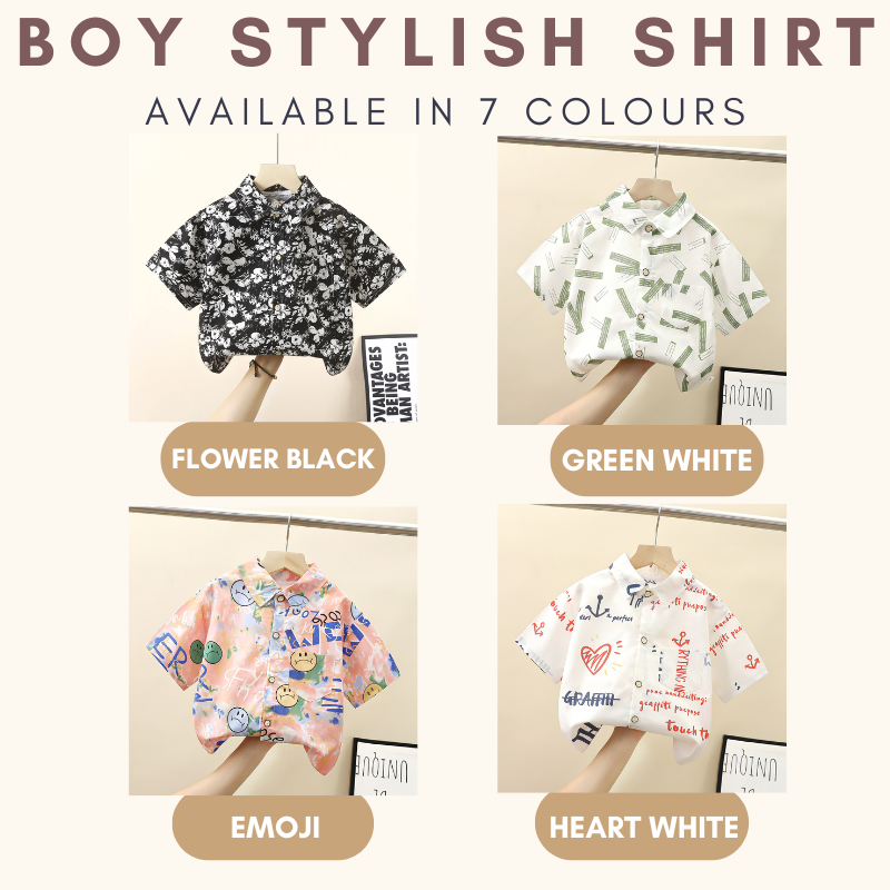 Boy Stylish Short Sleeve Collar Shirt Kemeja Baby Boy
