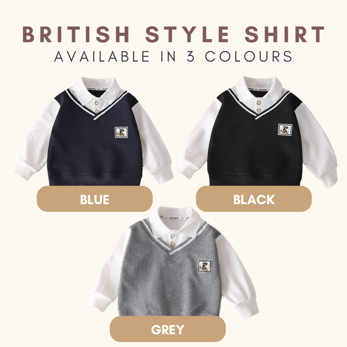 Young Duke New British Style One Piece Shirt Baju Baby Boy