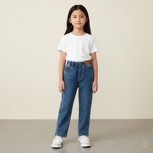 Easygo Girl Stylish Straight Wide Jeans Seluar Jeans Budak