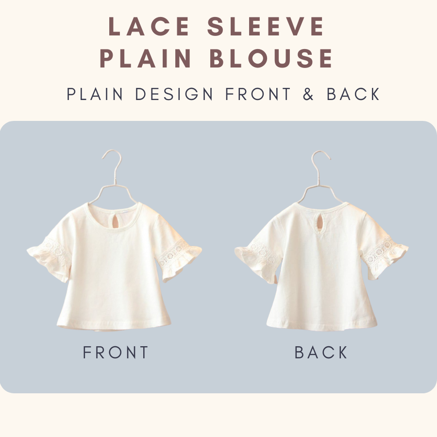 Lace Sleeve Plain Blouse Baju Budak Perempuan Kids Girl