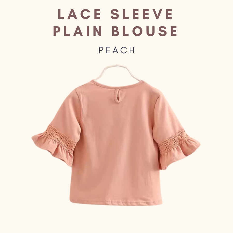 Lace Sleeve Plain Blouse Baju Budak Perempuan Kids Girl