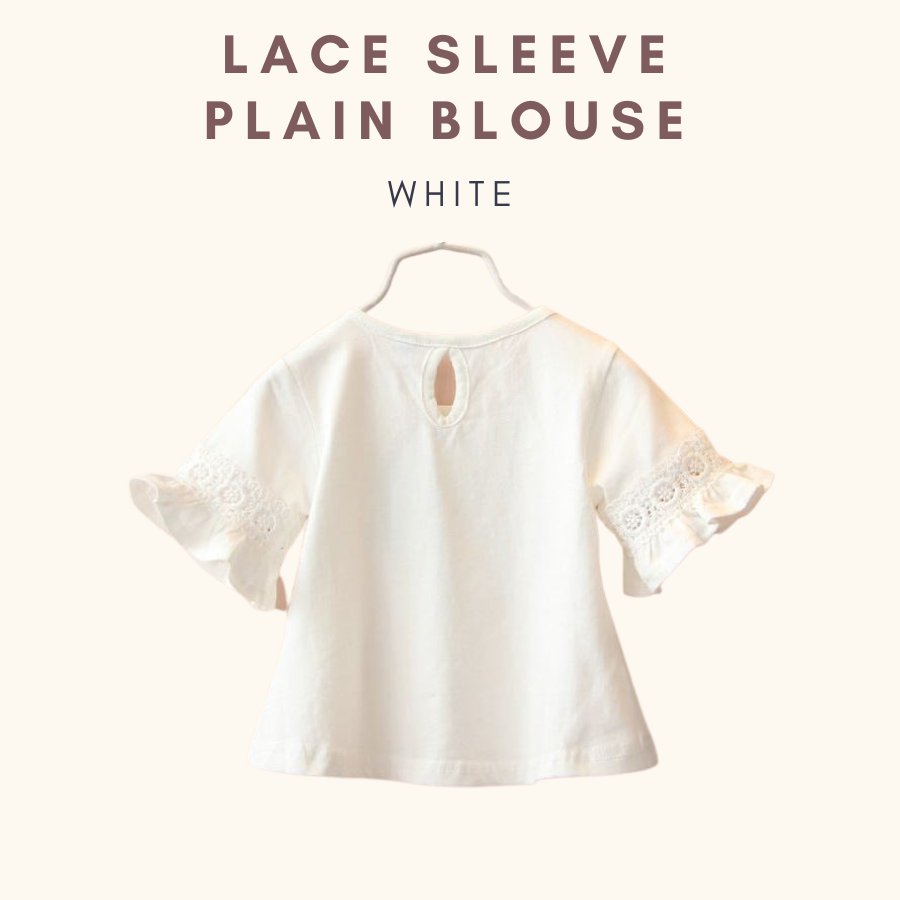 Lace Sleeve Plain Blouse Baju Budak Perempuan Kids Girl