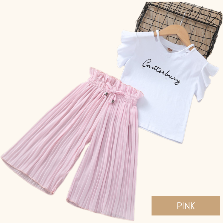 White Blouse Canterbury with Pant Baju Raya Budak Perempuan