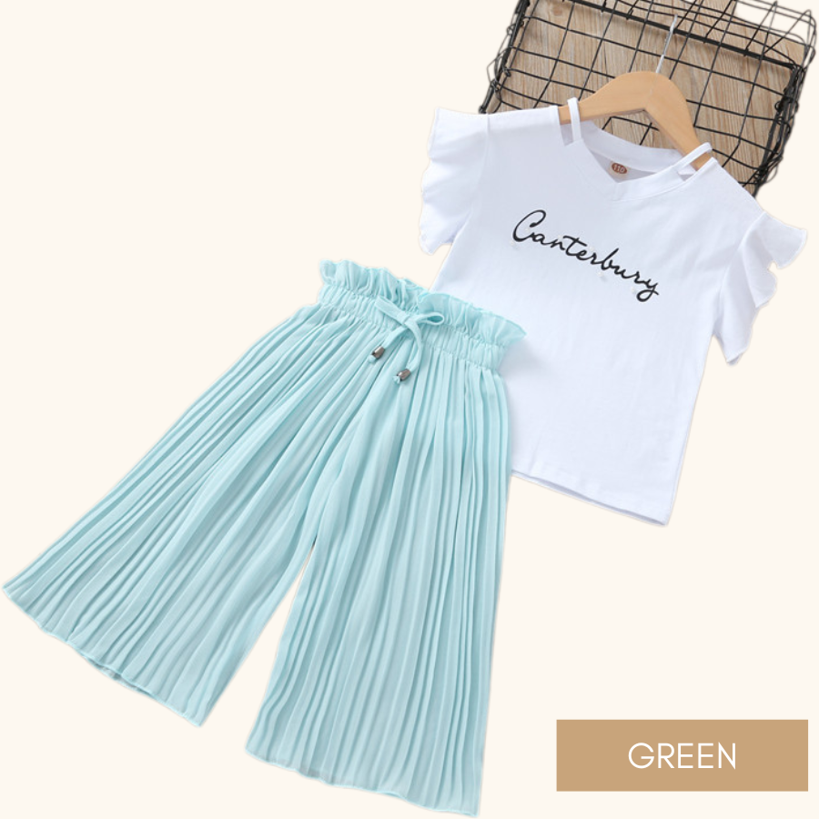 White Blouse Canterbury with Pant Baju Raya Budak Perempuan