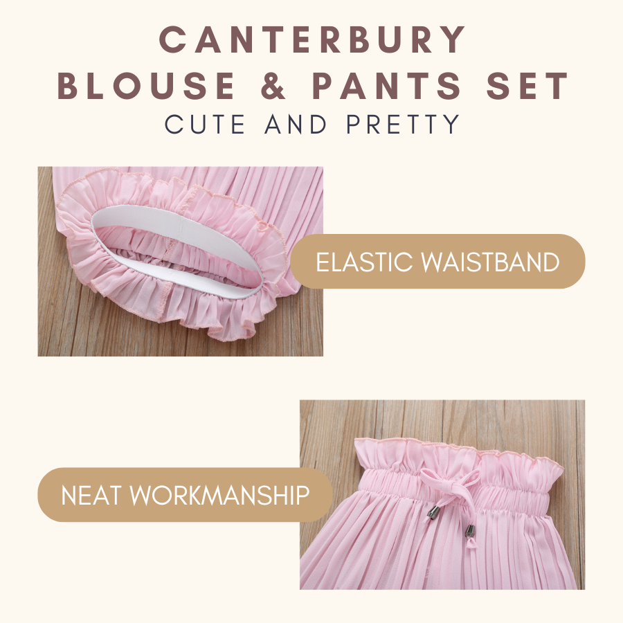 White Blouse Canterbury with Pant Baju Raya Budak Perempuan