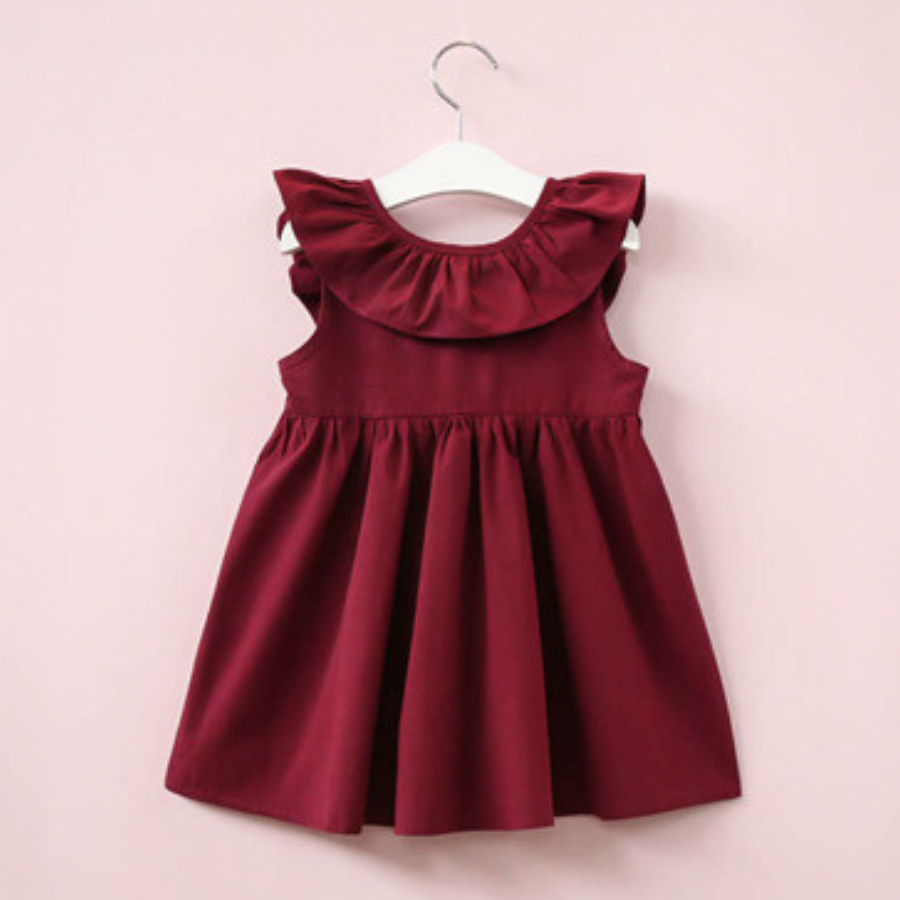 Red Pink Dress with black Ribbon Dress Budak Perempuan