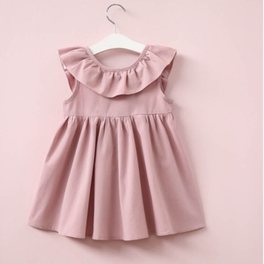 Red Pink Dress with black Ribbon Dress Budak Perempuan