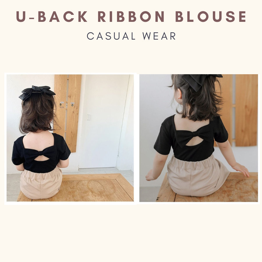 Bella Bow U-Back Blouse Baju Raya Budak Perempuan