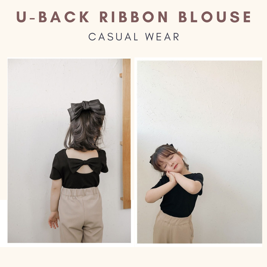 Bella Bow U-Back Blouse Baju Raya Budak Perempuan