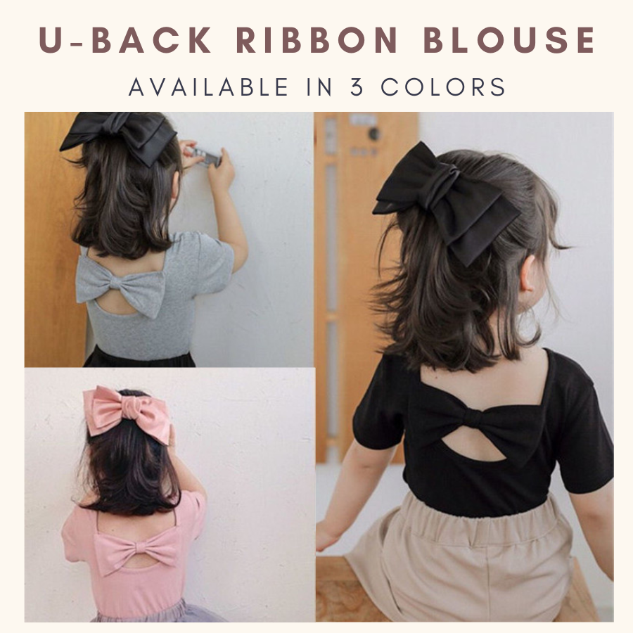 Bella Bow U-Back Blouse Baju Raya Budak Perempuan