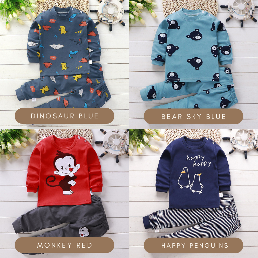 Dino & Friends Pyjamas Set Baju Tidur Budak Kids Pyjama