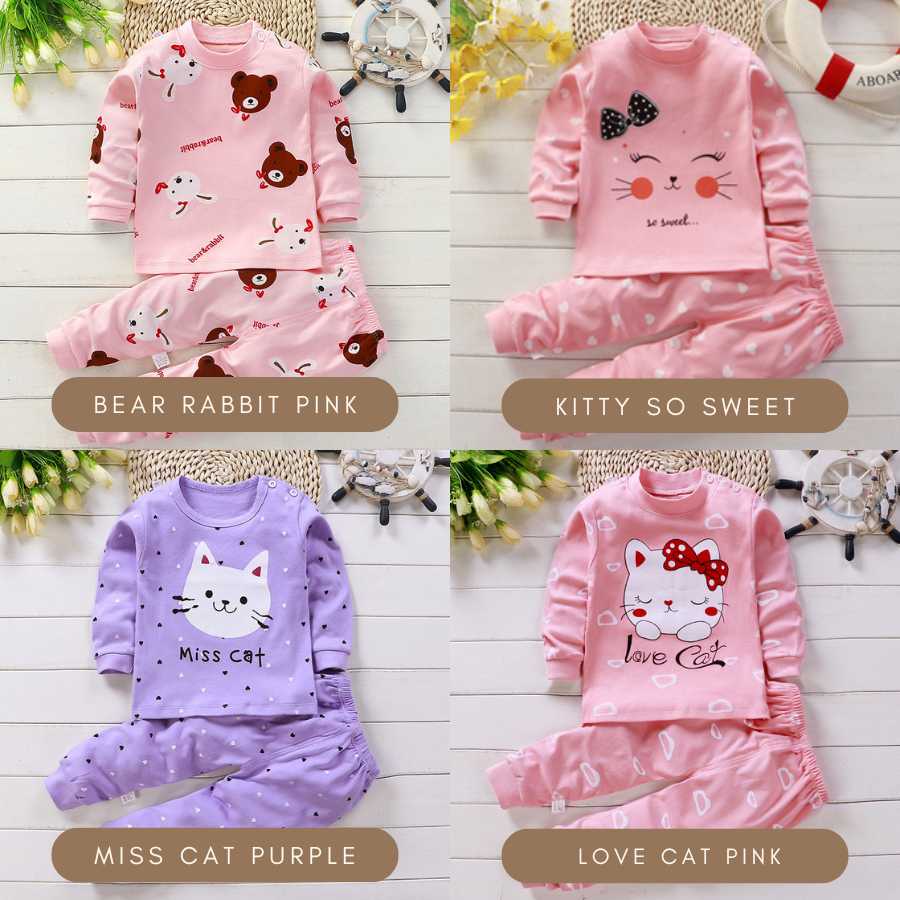 Luna Lullaby Pyjamas Set Baju Tidur Baby Girl Kids Girl