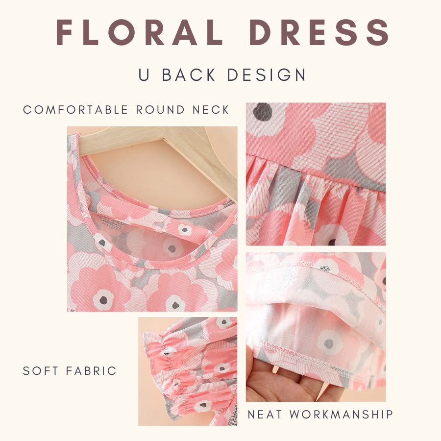 FloraTwirl Dress with U Back Baby Dress Girl Dress Baby