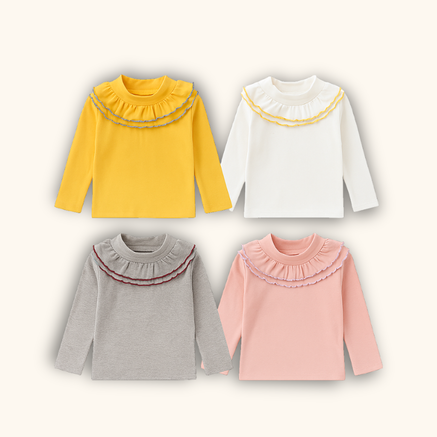 Girl Frill Neck Long Sleeve Blouse Girl Blouse Kids Girl