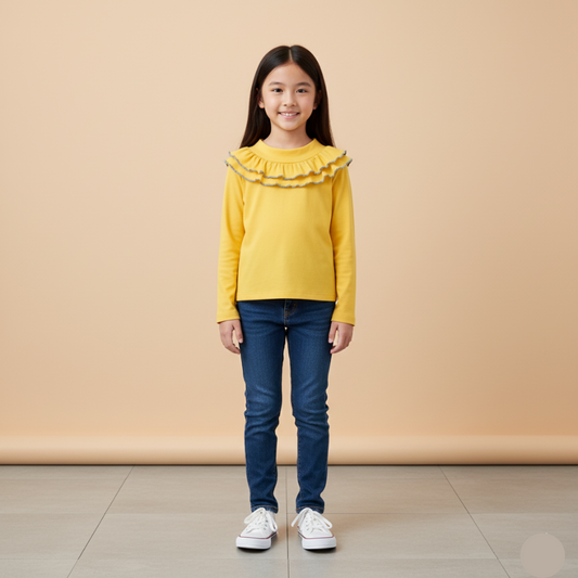 Girl Frill Neck Long Sleeve Blouse Girl Blouse Kids Girl