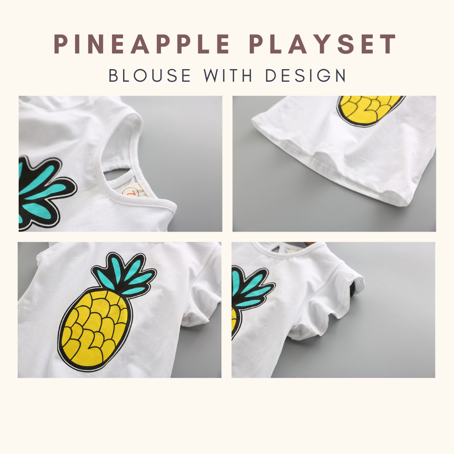 Pineapple Playset Checker Short Baju Raya Budak Perempuan