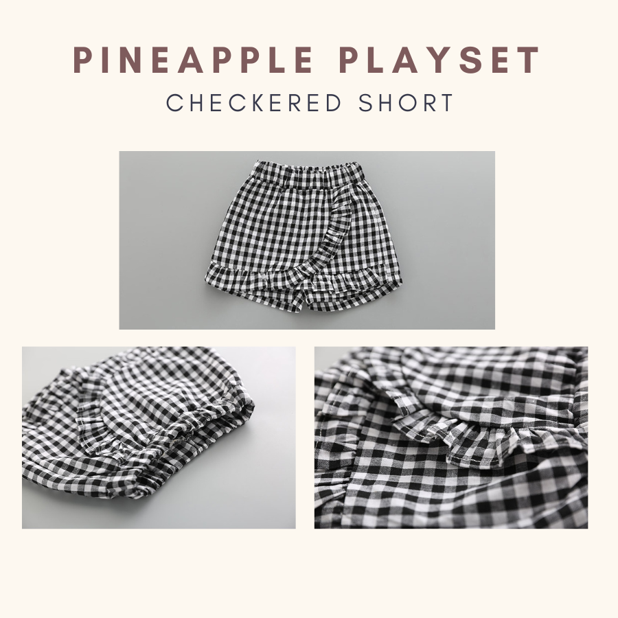 Pineapple Playset Checker Short Baju Raya Budak Perempuan