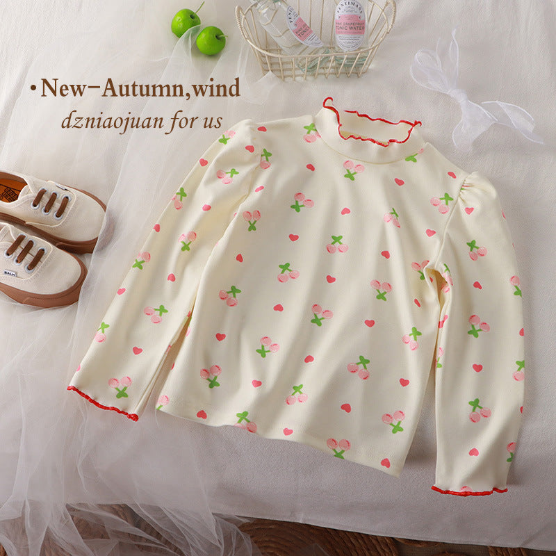 Korean Style Wavy Hem Long Sleeve Kids Blouse Set Kids
