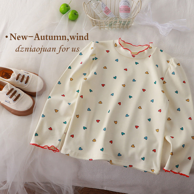 Korean Style Wavy Hem Long Sleeve Kids Blouse Set Kids