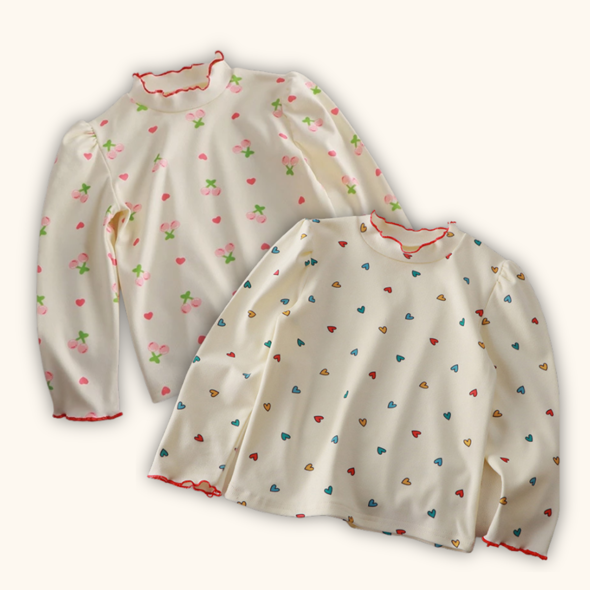Korean Style Wavy Hem Long Sleeve Kids Blouse Set Kids