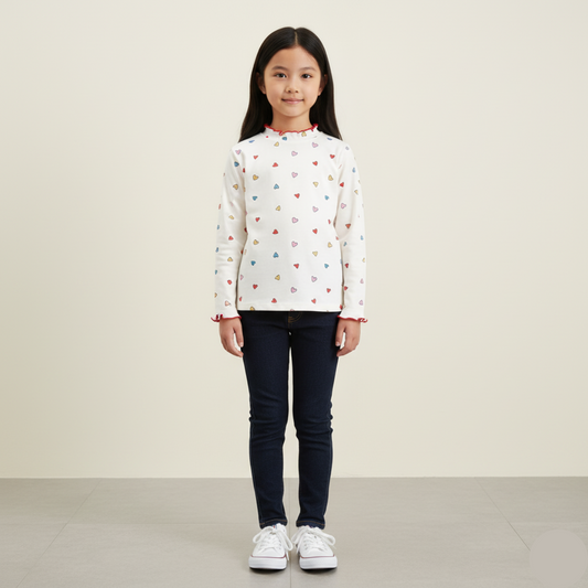 Korean Style Wavy Hem Long Sleeve Kids Blouse Set Kids