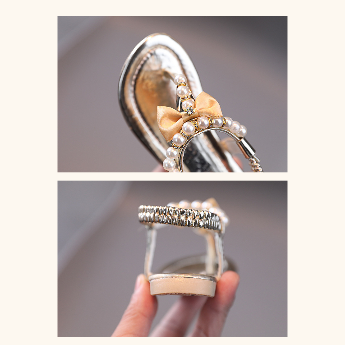 Plain Elegant Pearl Flat Shoes Sandal Budak Perempuan