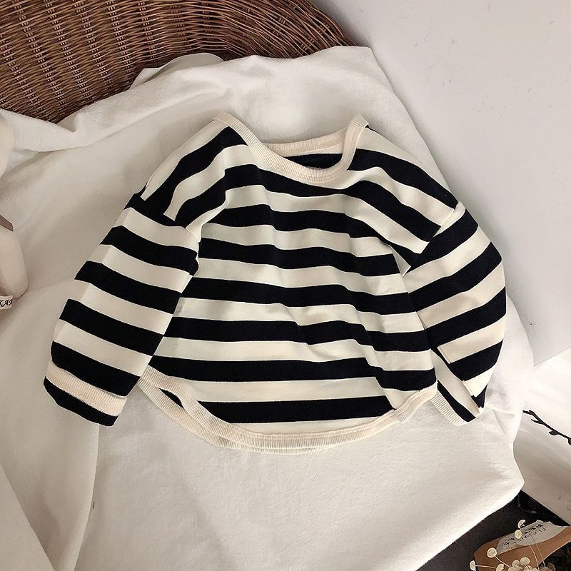 Korean Retro Striped Long Sleeve Baju Raya Budak