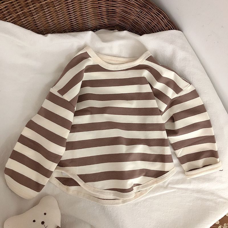 Korean Retro Striped Long Sleeve Baju Raya Budak