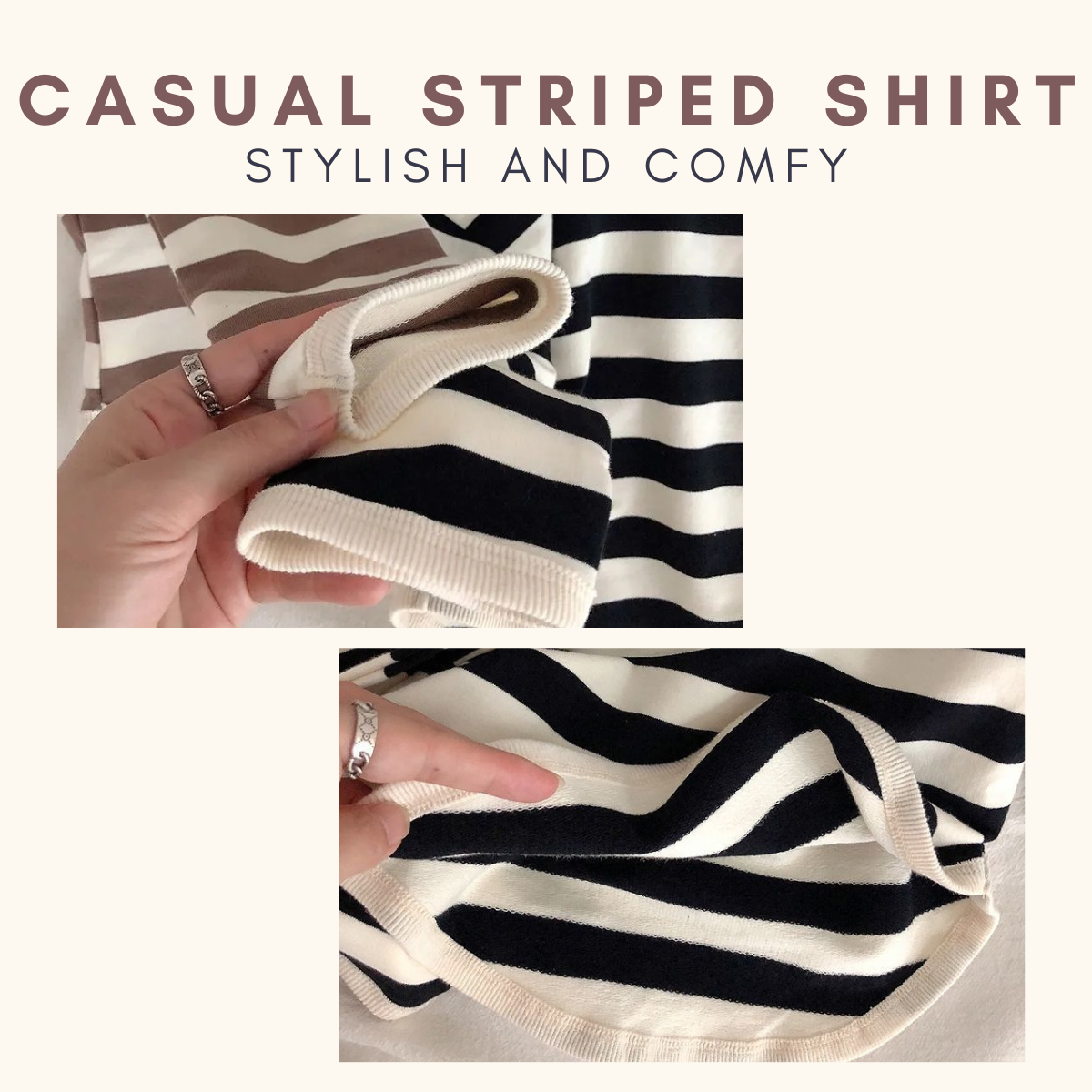 Korean Retro Striped Long Sleeve Baju Raya Budak