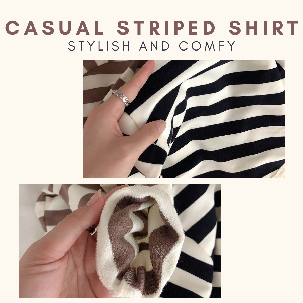 Korean Retro Striped Long Sleeve Baju Raya Budak