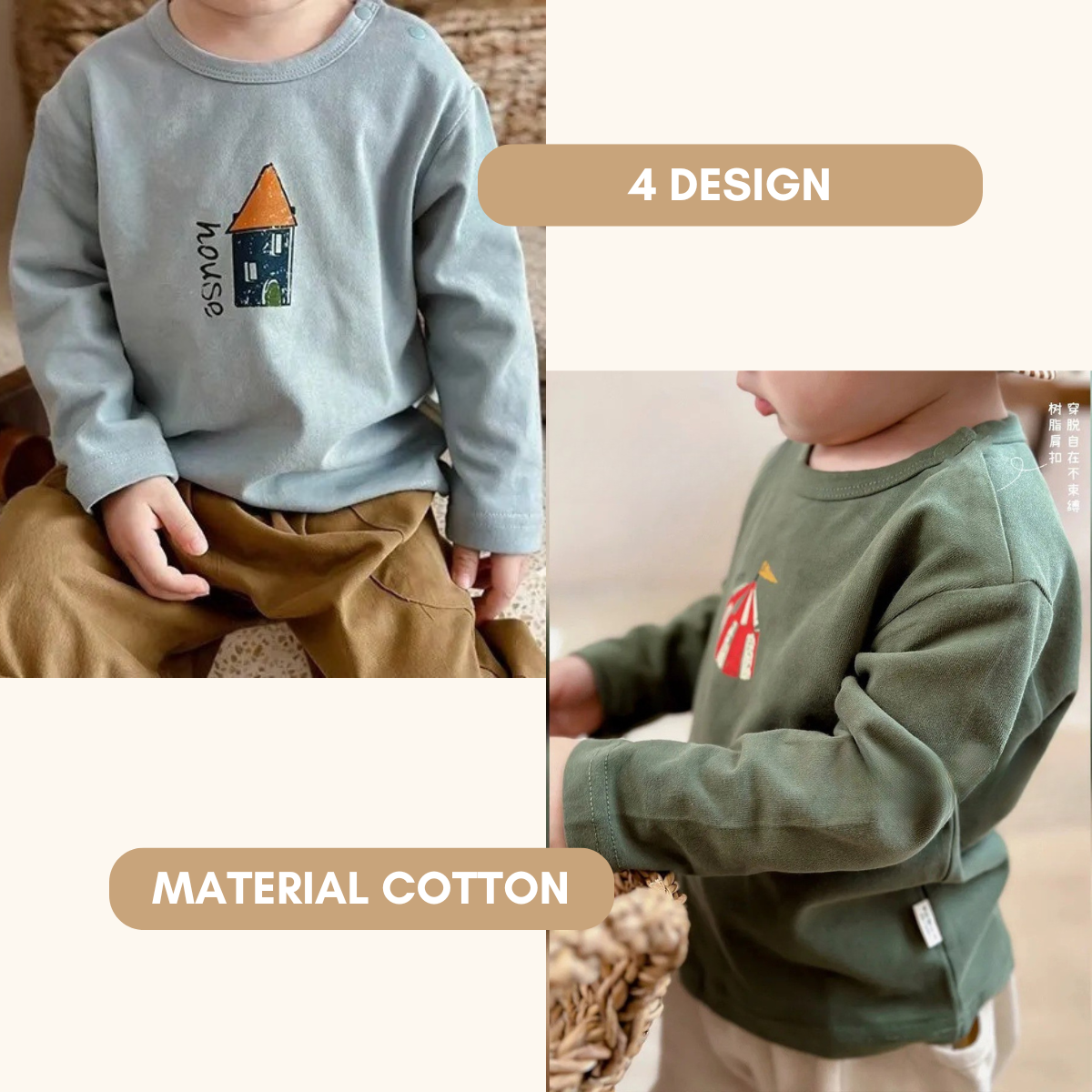 Casual Long Sleeve Shirt Long Sleeve Boy Kids Baju Raya