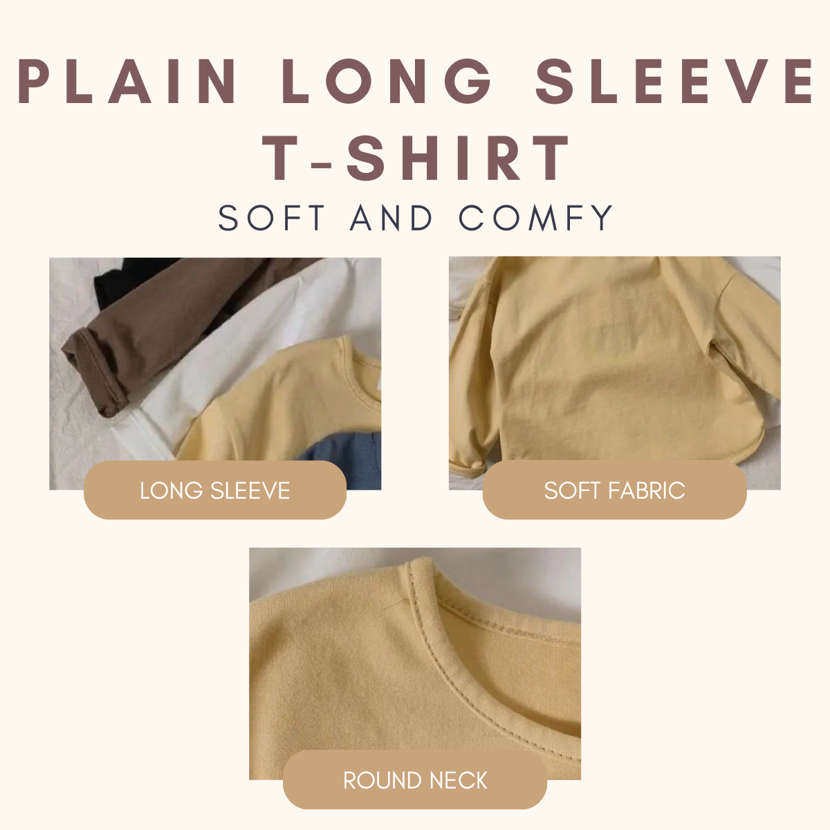 Pokopoko Plain Long Sleeve Tshirt Baju Raya Budak Lengan