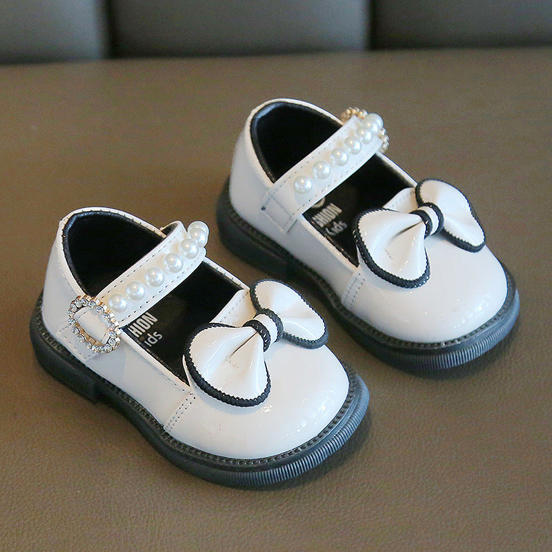 Patent Leather Girl Shoes with Pearl and Bow Baby Girl