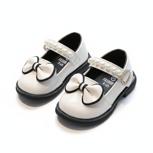 Patent Leather Girl Shoes with Pearl and Bow Baby Girl