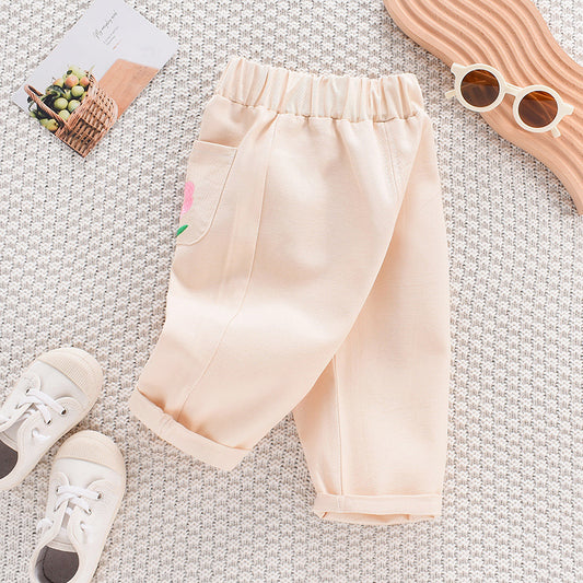 Petal Puff Straight Cut Girl Pants Seluar Panjang Budak