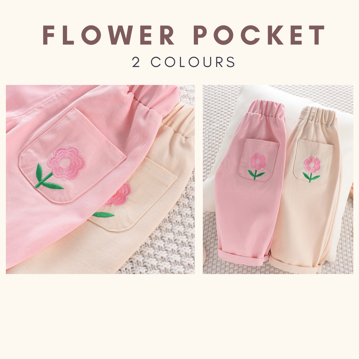 Petal Puff Straight Cut Girl Pants Seluar Panjang Budak