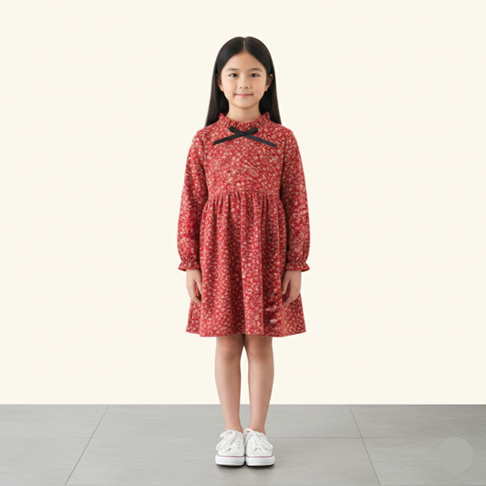 Bloomie Cotton Long Sleeve Dress Kids Girl Dress Gaun