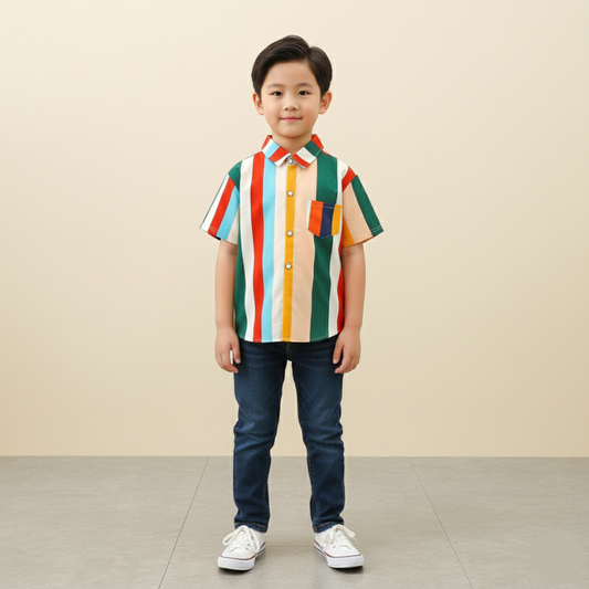 Boy Stylish Short Sleeve Collar Shirt Kemeja Baby Boy
