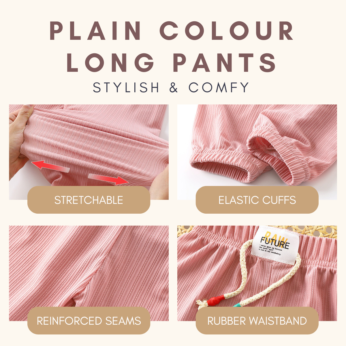 BareBasics Plain Long Pants Seluar Panjang Budak Kids