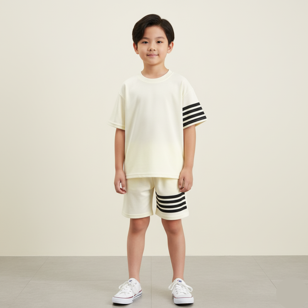 EZ Wear Casual Plain Line Clothes Set Baju Budak Lelaki