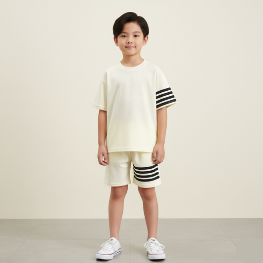 EZ Wear Casual Plain Line Clothes Set Baju Budak Lelaki