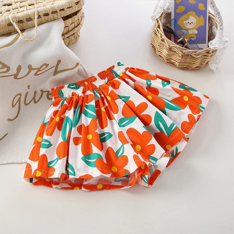 Girl Floral Skirt Pant Kids Girl Skort