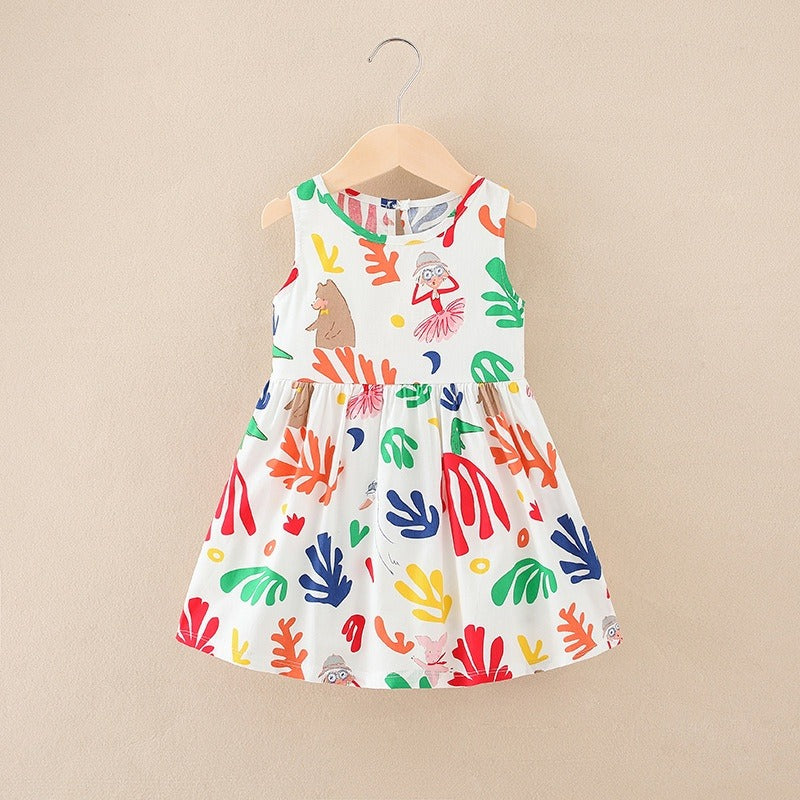 Dress Baby Girl 1-5Y Kids Girl Sleeveless Dress Floral Soft Cotton Kids Dress Toddler Clothes Gaun Baju Budak Perempuan