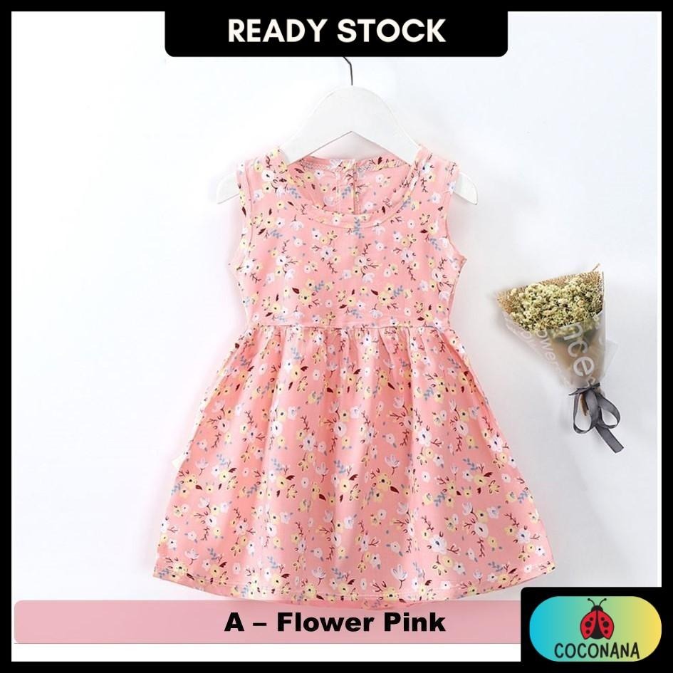 Coconana 1-6 yrs old Baju Raya Baby Girl Dress Sleeveless Cotton Silk Cute Cartoon Princess Dresses Perempuan